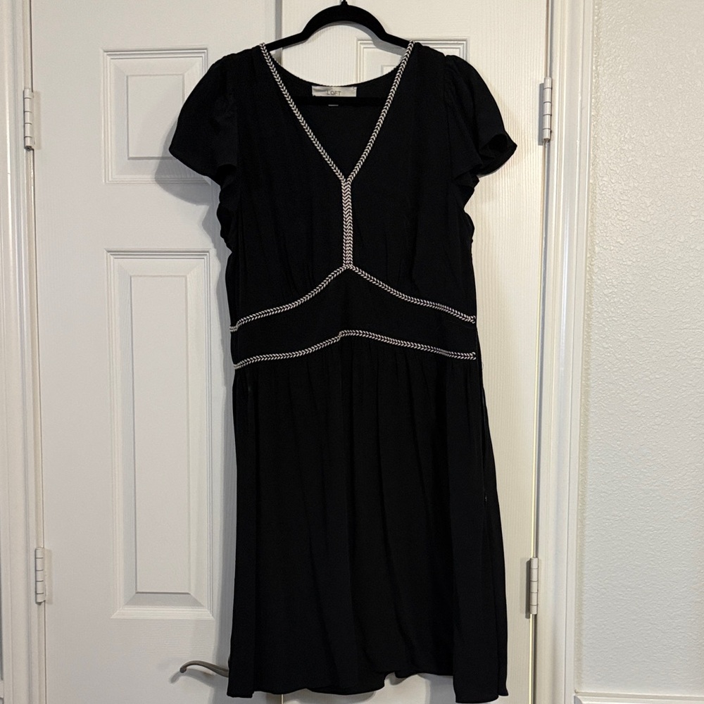Elegant Black Dress with White Accents